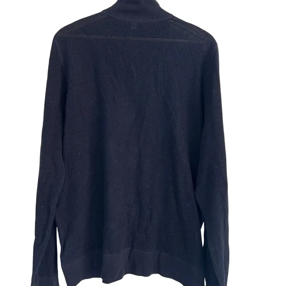 James Perse Brushed Thermal 1/4 Zip Sweater Black XL Minimalist Pullover